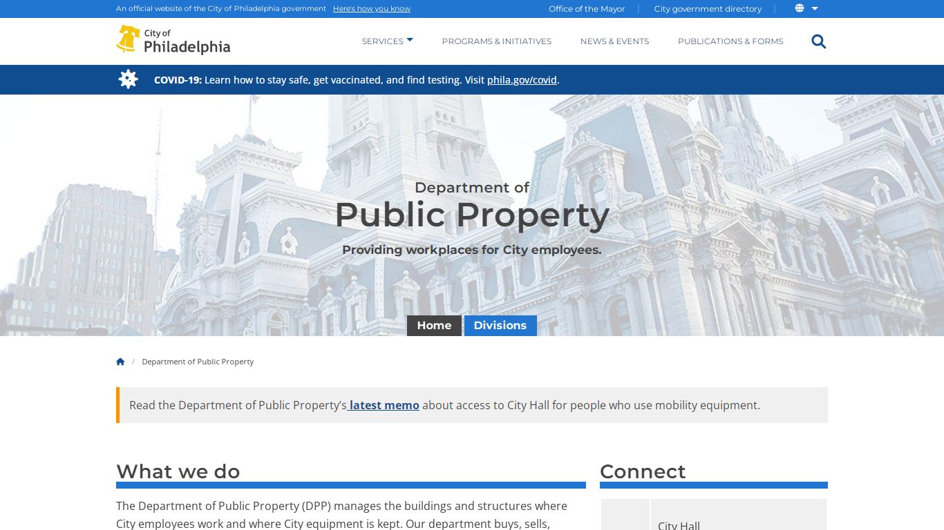 Department of Public Property | Homepage | City of Philadelphia